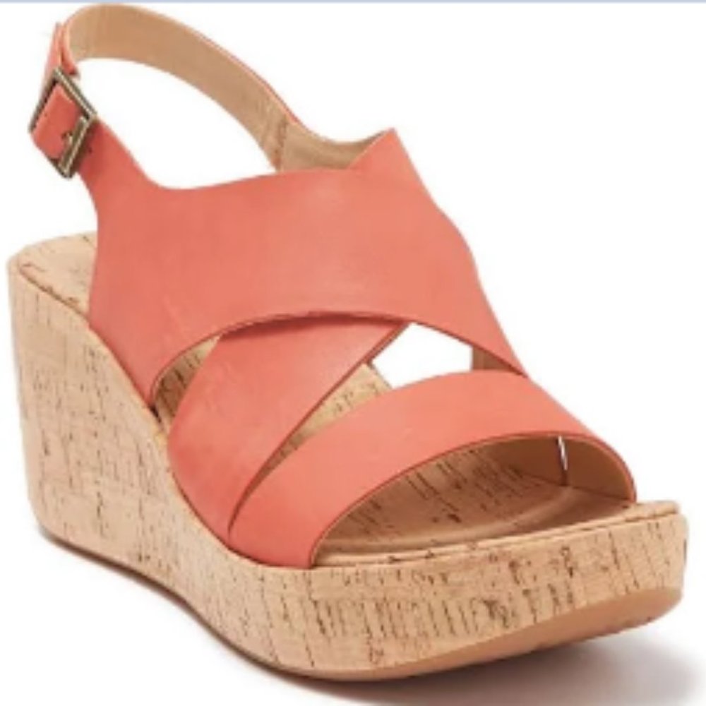KORKS Adela Platform Wedge Sandal Coral Size 9M